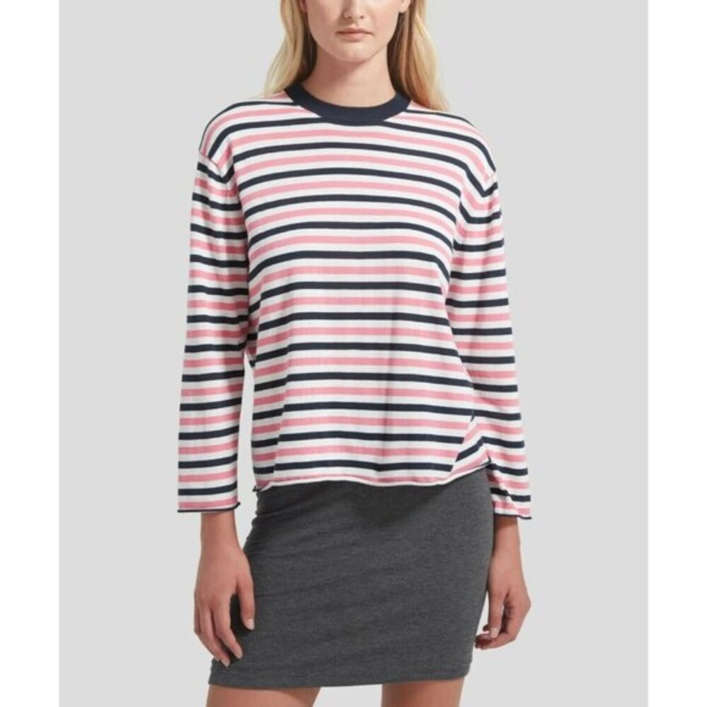 ATM Anthony Thomas Melillo Stripe Long Sleeve Sweater Pink Navy XS NWT $298